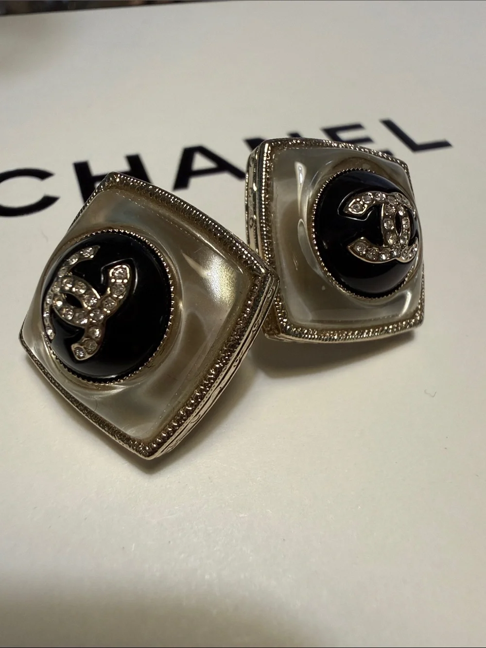 CHANEL Square Clip-on Earrings